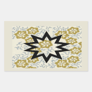 Baha'i ster op gouden en zilveren achtergrond rechthoekige sticker