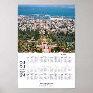 Bahá'í Tuinen, Haifa, Israël Agenda 2022 Poster
