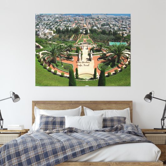 Bahai-tuinen in Haifa, Israël Canvas Afdruk (Insitu (Slaapkamer))