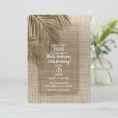Bahama Breeze Bronze Palm Rustic Burlap Party Kaart (Staand voorkant)