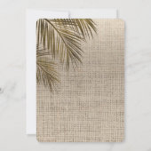Bahama Breeze Bronzen Palm Rustieke Jute Bruidsdec Kaart (Achterkant)