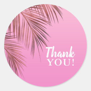 Bahama Breeze Bronzen Roze Goud Palm Roze Trouw Ronde Sticker