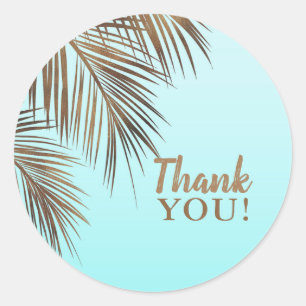 Bahama Breeze Koperpalm Aquam Zeeblauwe Huwelijk Ronde Sticker
