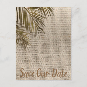 Bahama Bronzen Palm Rustieke Jute 'Save the Date' Aankondigingskaart