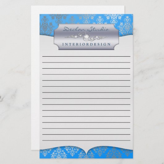 Bahama Dashing Damask Lined Zakelijk Briefpapier (Voorkant / Achterkant)