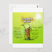 Bahama Mama Cocktail Recipe Briefkaart (Voorkant / Achterkant)