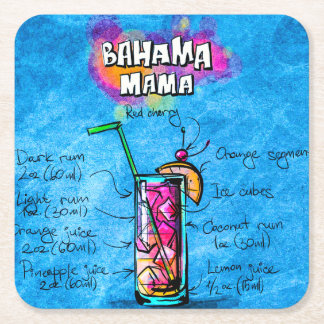 Bahama Mama Cocktail Recipe Custom Square Onderzet Vierkante Kartonnen Onderzetter