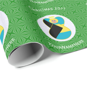 Bahamaanse Vlag Blonde Engel Kerst Persoonlijk Cadeaupapier