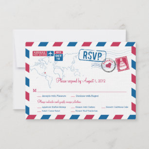 Bahama's Air Mail Wedding RSVP Kaartje