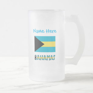 Bahamas Bahamiaanse Vlag Blauw Personalisatie Matglas Bierpul