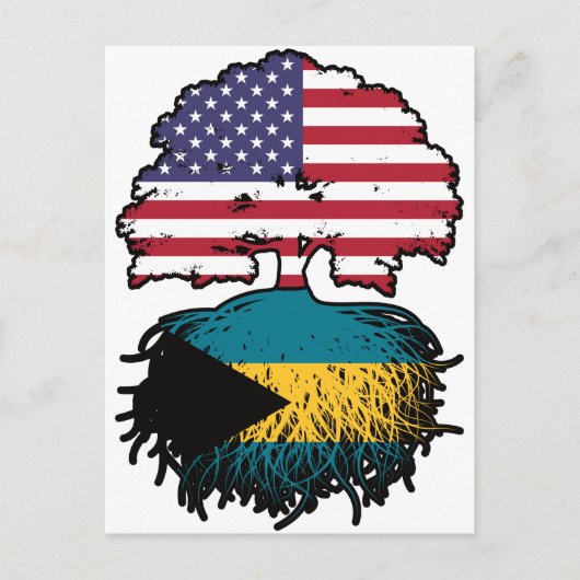Bahamas Bahamian American USA Tree Roots Flag Briefkaart (Voorkant)