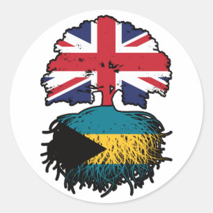 Bahamas Bahamian British Tree Roots Flag Ronde Sticker