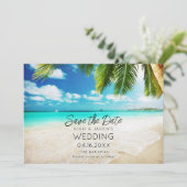 Bahamas Beach Destination Wedding Save The Date (Staand voorkant)