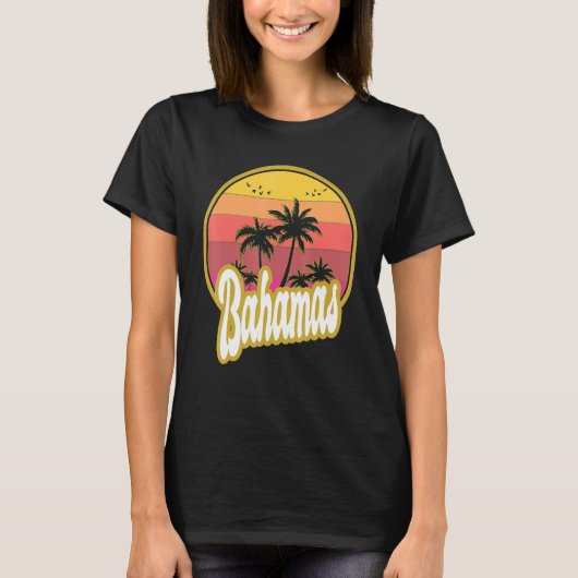 Bahamas Beach Retro Sunset T-shirt (Voorkant)