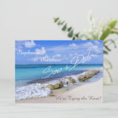 Bahamas Beach Wedding Save the Date (Staand voorkant)