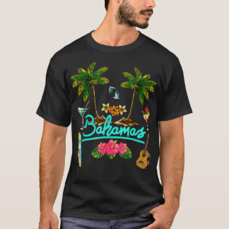 Bahamas Beach Zomer Palm Surf Zon set Palmbomen T-shirt
