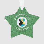 Bahamas Blondine Engel Vlag Kerstmis Gepersonalise Ornament (voorkant)