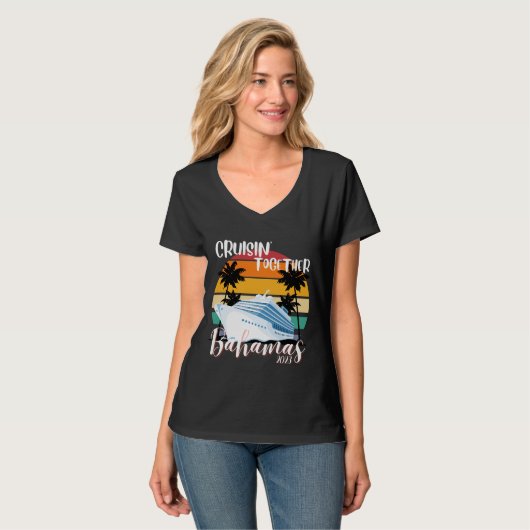 Bahamas Cruise zee 2023 Familie Vriend Groep Reize T-shirt (Voorkant volledig)