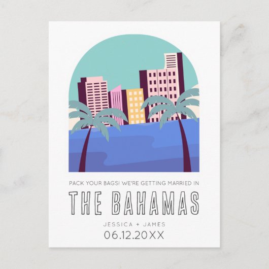 Bahamas Destination Beach Wedding Save the Date Aankondigingskaart (Voorkant)