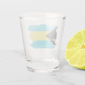Bahamas flag brush stroke, national flag shot glas (Achterkant)