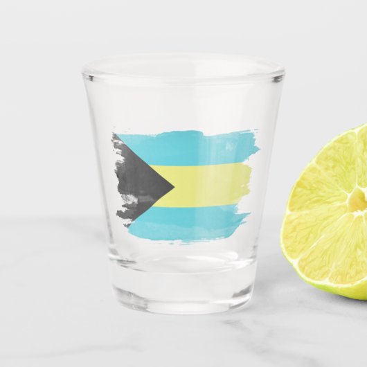 Bahamas flag brush stroke, national flag shot glas (Voorkant)