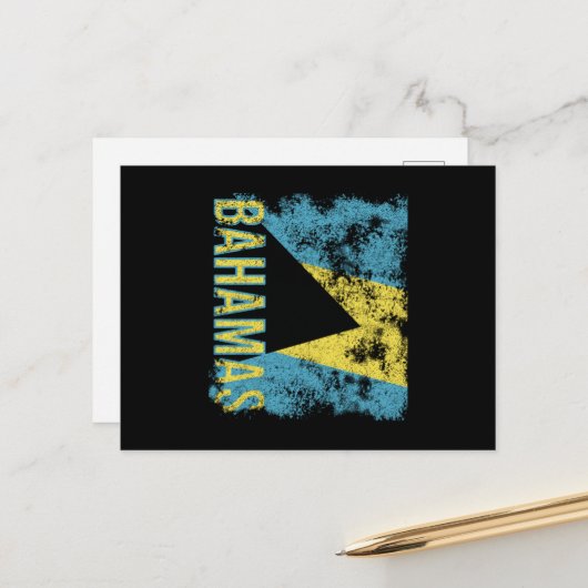 Bahamas Flag Distressed Briefkaart (Voorkant / Achterkant in situ)