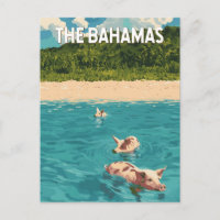 Bahamas Illustration Travel Art Vintage