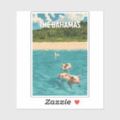 Bahamas Illustration Travel Art Vintage Sticker (Vel)