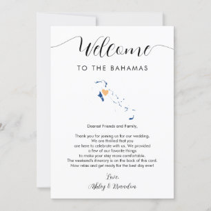 Bahama's Kaart Bruiloft Welkomstbrief Routebeschri