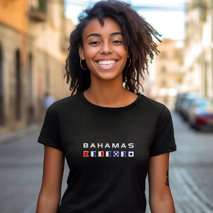 Bahamas Maritime Nautical Signal markeert Donkere T-shirt