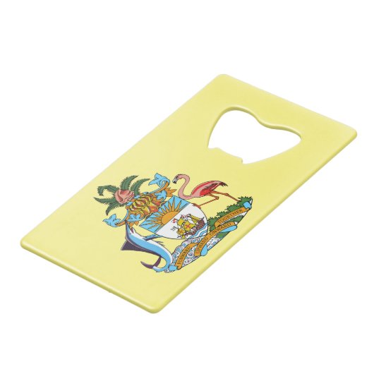 Bahama's met wapen (Caribisch paradijs) Kredietkaart Flessenopener (Voorkant Gekanteld)