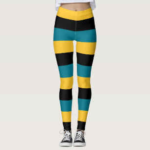 Bahama's Nationale vlag Kleuren horizontaal gestre Leggings