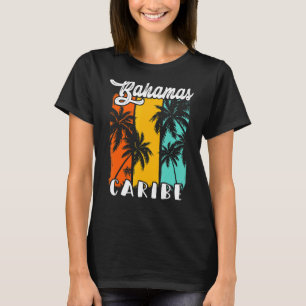 Bahamas Palm Trees Beach Caribe Retro Vacation Fam T-shirt