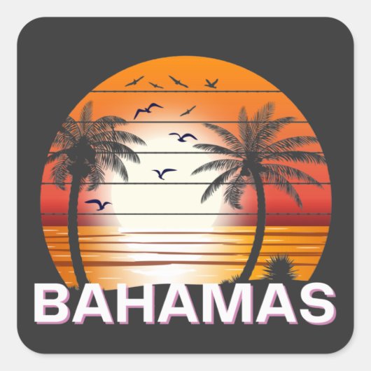 Bahamas  Palm Trees Summer Beach Vierkante Sticker (Voorkant)