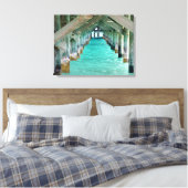Bahamas Pier en Turquoise Ocean Canvas Afdruk (Insitu (Slaapkamer))