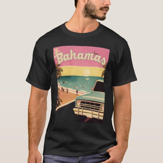 Bahamas Retro Beach Vacation Graphics Bahamas Surf T-shirt (Voorkant)