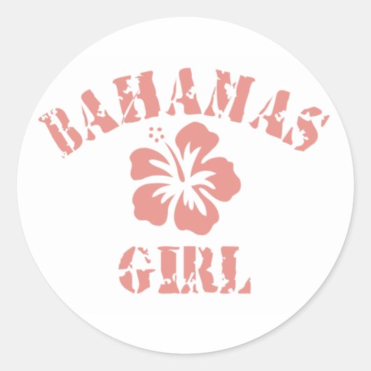 Bahamas roze meisje ronde sticker (Voorkant)