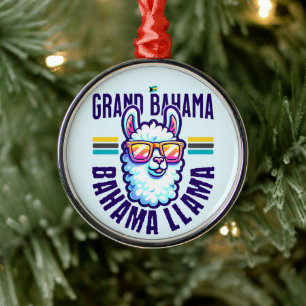 Bahamas Souvenir Gift: Grand Bahama Bahama's Llama Metalen Ornament