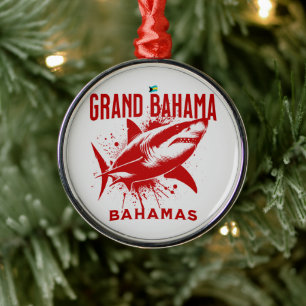 Bahamas Souvenir Gift: Grand Bahama Bahamas Shark Metalen Ornament