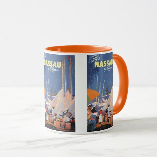 Bahamas Travel Art, Fly Nassau door Clipper Mok (Voorkant rechts)