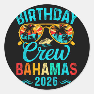 Bahamas verjaardag bemanning vakantie 2026 familie ronde sticker