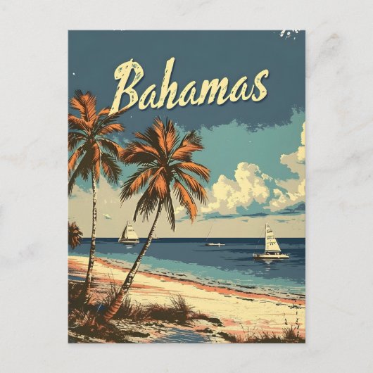 Bahama's Vintage Briefkaart (Voorkant)