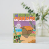 Bahamas vintage-poster briefkaart (Staand voorkant)