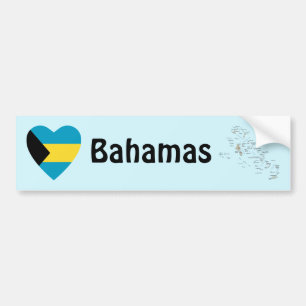 Bahamas Vlag Hart + Landkaart Bumpersticker