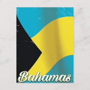 Bahama's vlag vintage reisposter briefkaart