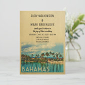 Bahamas Wedding Invitation midden-eeuw Kaart (Staand voorkant)