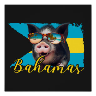 Bahama's Zwemmende Biggen - Exuma Biggenstrand Avo Perfect Poster