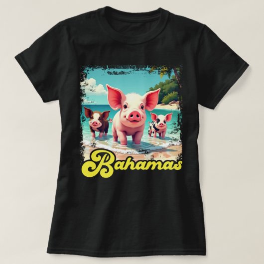 Bahamas Zwemvarkens - Exuma Pig Beach Adventure T-shirt (Design voorkant)