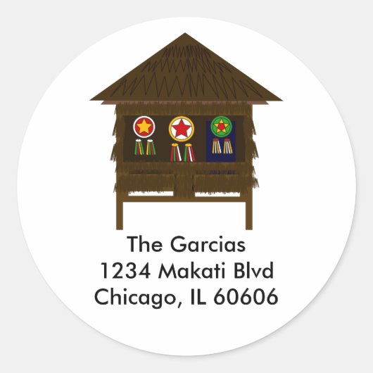 Bahay Kubo adreslabel Ronde Sticker (Voorkant)