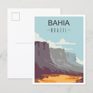 Bahia Brazilië Art Vintage Travel Illustratie Briefkaart
